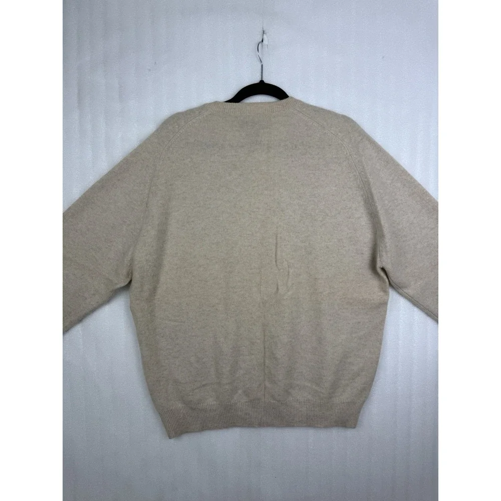 Woods & Gray 100% Cashmere V-Neck Knit Pullover Sweater – Men's Size Large Beige